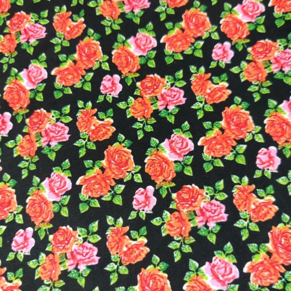 TNO plus size shirt hi low roses black pink floral print short sleeve sz 2X - Picture 4 of 4